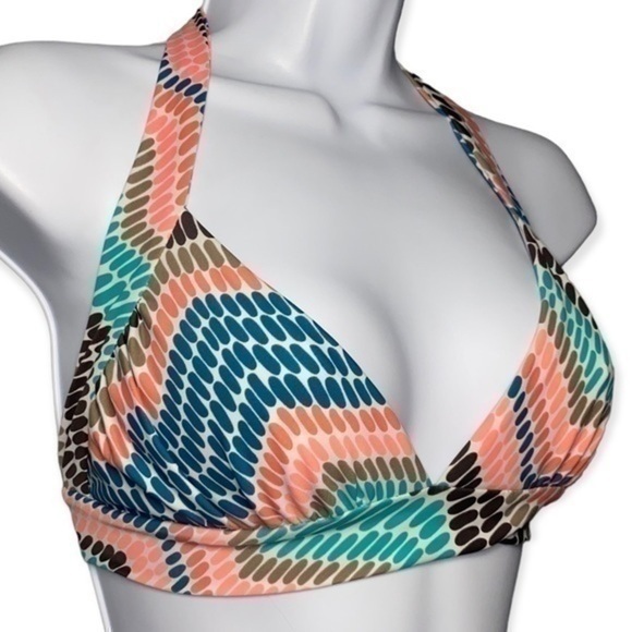 Shoshanna Swimwear Women’s Size P S Earth Tone Printed Halter Neck Bikini Top - Picture 1 of 6